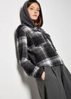 Textured Hooded Check Shirt, Grey, large