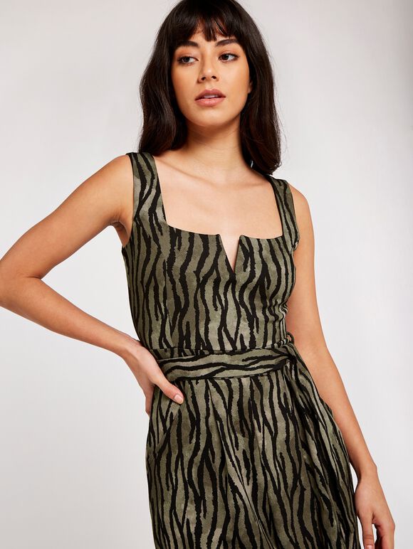Zebra Print Jumpsuit, Khaki, large