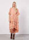 Dobby Ruffle Tiered Midi Dress, Coral, large