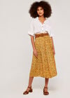 Ditsy Belted Midi Skirt, Yellow, large