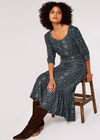 Paisley Print Midi Dress, Navy, large