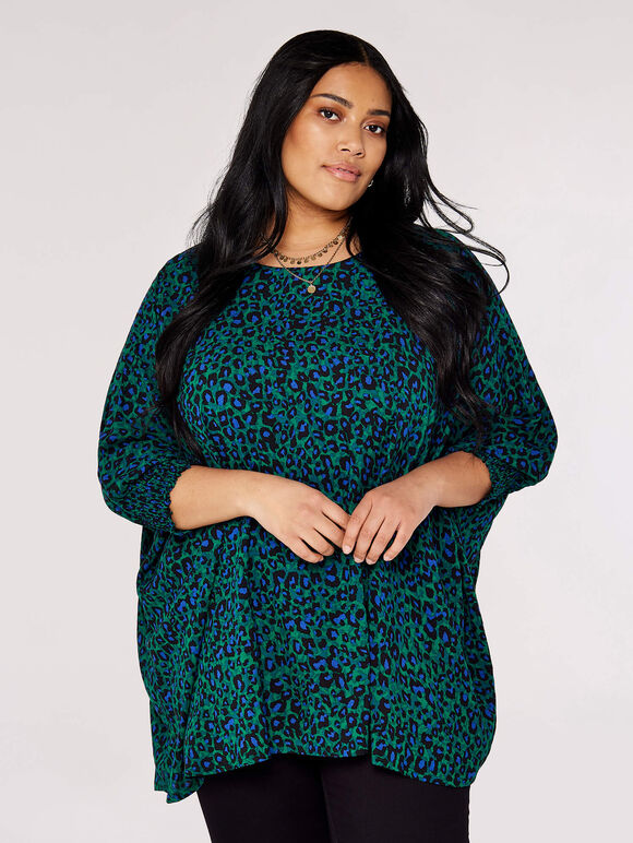Curve Animal Print Top, Green, large