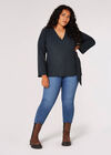 Curve Ribbed Jersey Wrap Top, Green, large