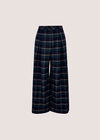 Check Print Wide-Leg Trousers, Navy, large
