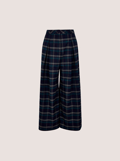 Check Print Wide-Leg Trousers