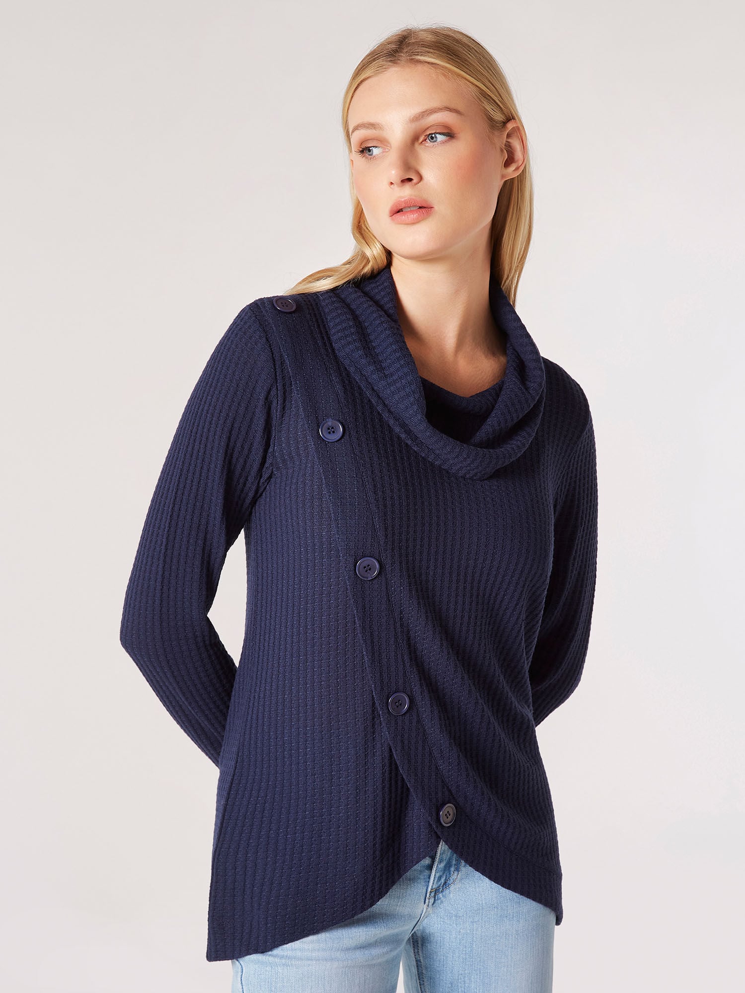 Waffle Knit Button Wrap Top | Apricot Clothing