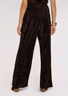 Zebra Plisse Palazzo Trouser, Brown, large