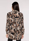 Marble Print Plisse Shirt, Black, large