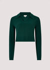 Cropped Ribbed Jersey Knit Jumper, Green, large
