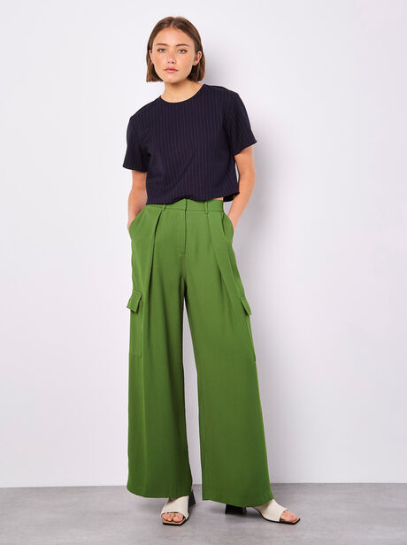 Wide Leg Fluid Cargo Trousers