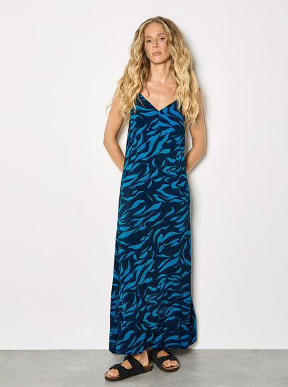 Animal Print Trapeze Cami Maxi Dress