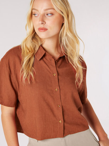 Linen Blend Boxy Shirt