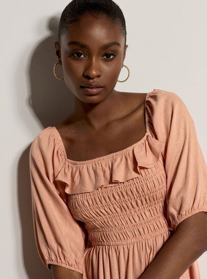 Smocked Bardot Maxi Dress
