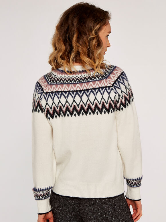 Fairisle Knit Jumper Apricot Clothing