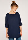 Waffle Knit Top, Navy, large