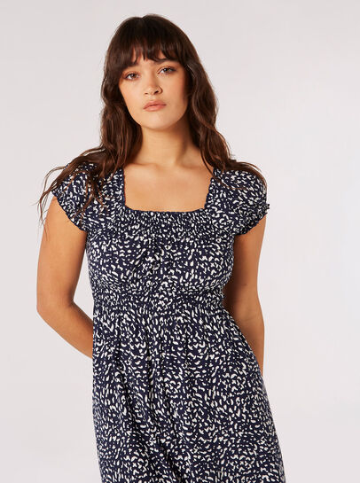 Brush Spot Milkmaid Midi Dress