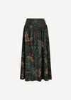 Tropical Leaf Print A-Line Midi Skirt, Green, large