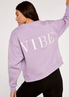 Sweat-shirt avec slogan Good Vibe, Lilas, grand
