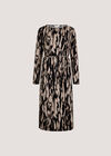 Zebra Knit Swing Mini Dress, Stone, large