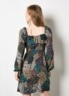 Patchwork Print Boho Mini Dress, Khaki, large