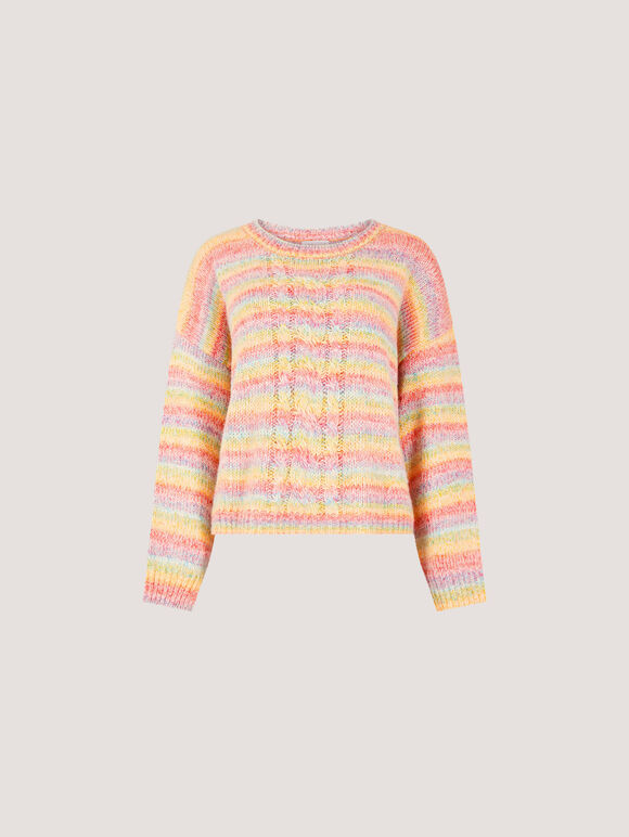 Pastel Stripes Cable Knit Jumper, Assorted, large