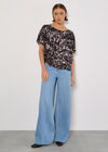 Abstract Brushstroke Woven Top, Dark Grey - Charcoal, large
