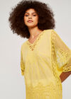 Crochet V Neck Top, Yellow, large