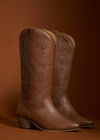Tall Leather Cowboy Boots, Brown, large