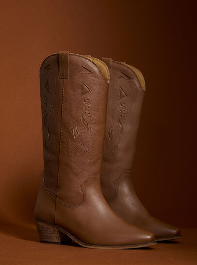 Tall Leather Cowboy Boots