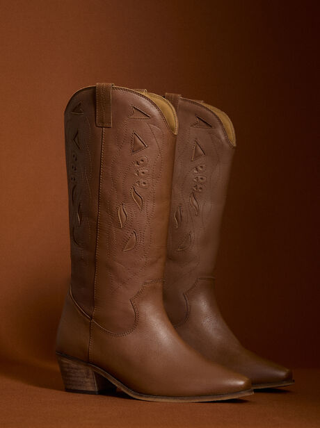 Tall Leather Cowboy Boots