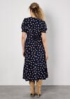 Polka Dot Button-Down Midi Dress, Navy, large