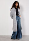 Chunky Cable Knit Longline Cardigan, Grey, large