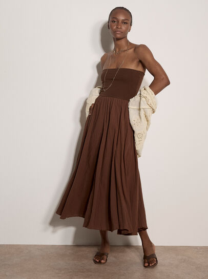 Jersey Waistband Cotton Midaxi Skirt