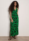 Tropical Leaf Jersey Maxi Dress, Black, large