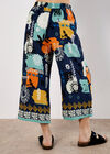 Colourful Sketch Print Culottes, Navy, large