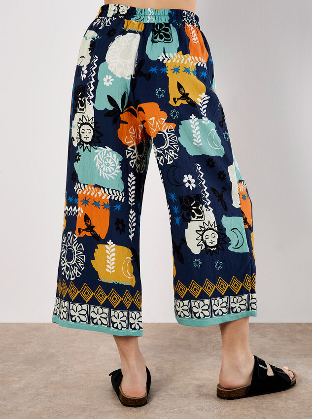 Colourful Sketch Print Culottes, Navy, large