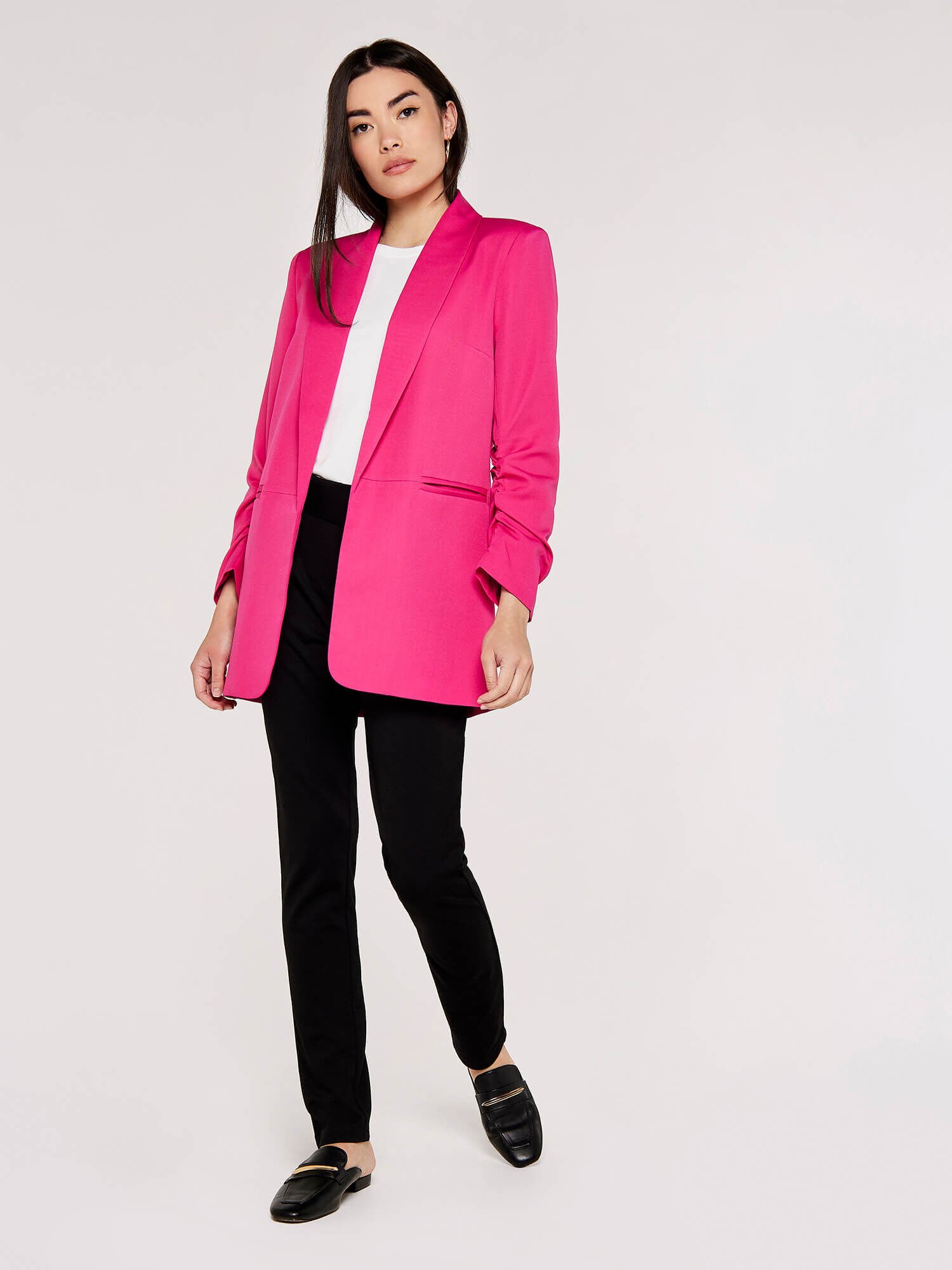 Edge Ruch Sleeve Blazer Apricot Clothing