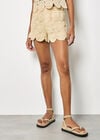 Crochet Circle Cotton Mini Shorts, Stone, large