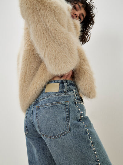 Maca Stud Embellished Wide Leg Jeans