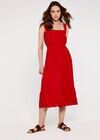 Check Smocked Waist Dress, Red, large