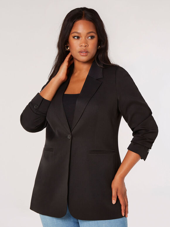 Maßgeschneiderter One-Button-Blazer von Curve, Schwarz, Größe L