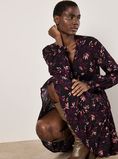 Leaf Print Mini Dress