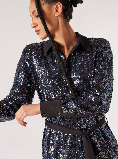 Sequin Shirt Mini Dress