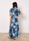 Patchwork Ruffle Tiered Midi Dress, Blue, large