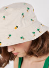 Chapeau bob brodé de palmiers tropicaux, blanc, grand