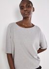 Metallic Sparkle Waffle Knit Cut-Out Top, Light Grey / Silver, large