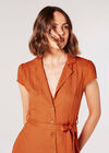 Hemd-Minikleid aus Leinenmischung, Orange, Größe L
