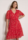 Silhouette Leaf Drawstring Mini Dress, Red, large