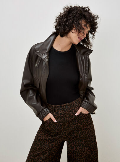 Zoe Wide Leg Leopard Print Jeans