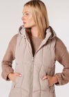Hooded Longline Puffer Gilet, Stone, large